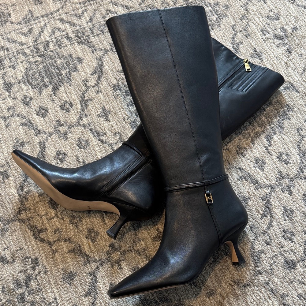 Coach Black Leather Knee-High Boots